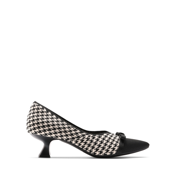 Comfortable Dressy Bow Pumps - CHIDORI GRID - 6
